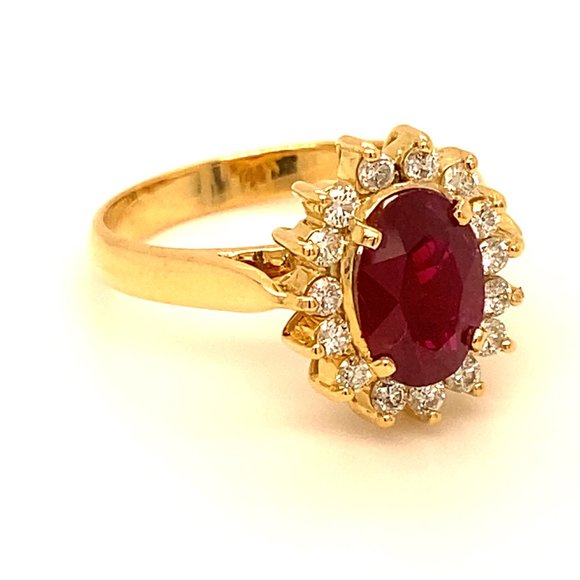 Certified Ruby 2.80ct Diamonds Solid 18K Gold Ring - Picture 3 of 8